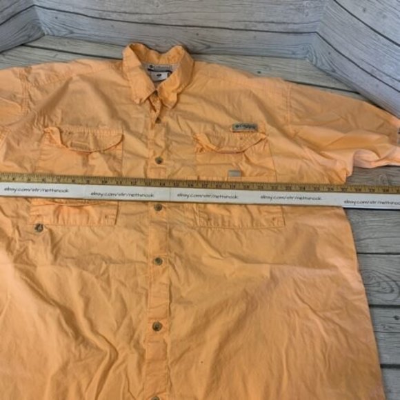 Columbia Mens PFG Button Down Fishing Shirt Vented Pro Gear Orange Size XL - Picture 4 of 12